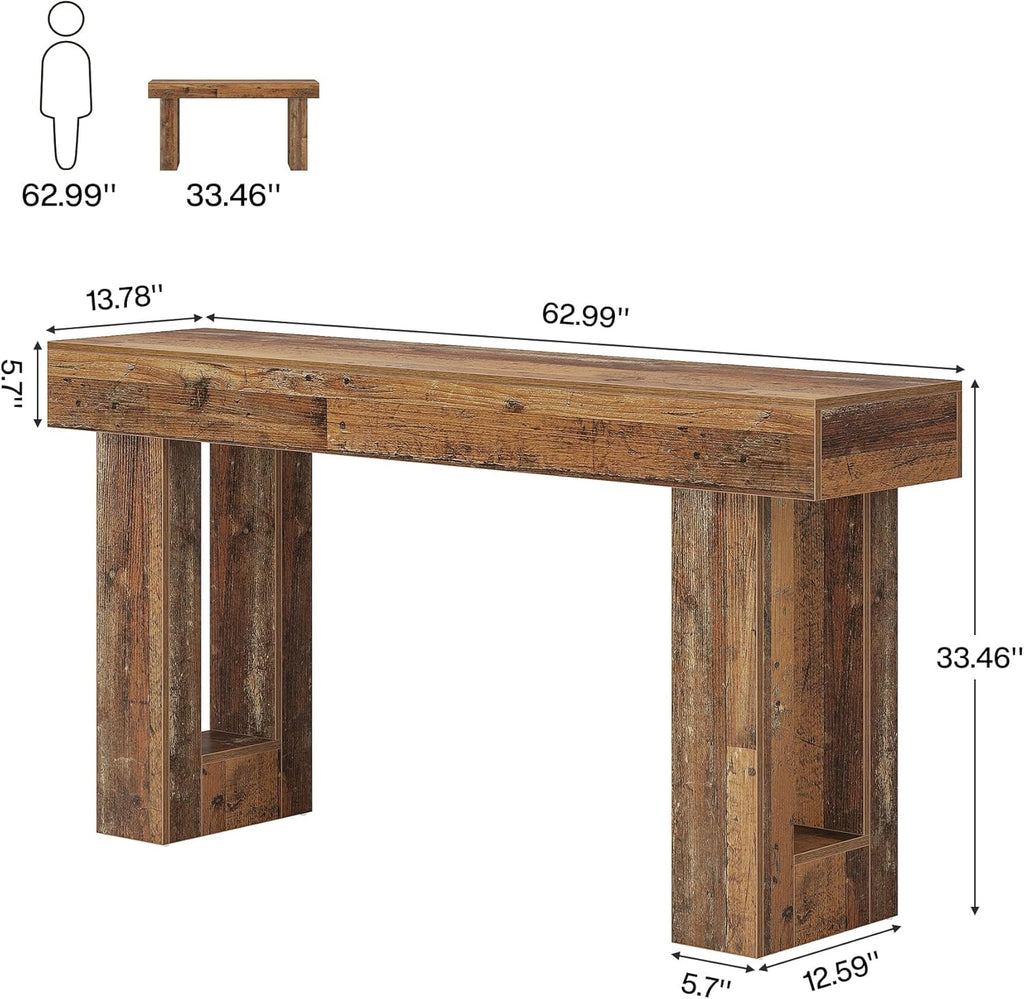 63-Inch Long Console Table, Wooden Rectangular Sofa Table Behind The Couch, Farmhouse Entryway Table for Entrance, Hallway, Living Room🏆