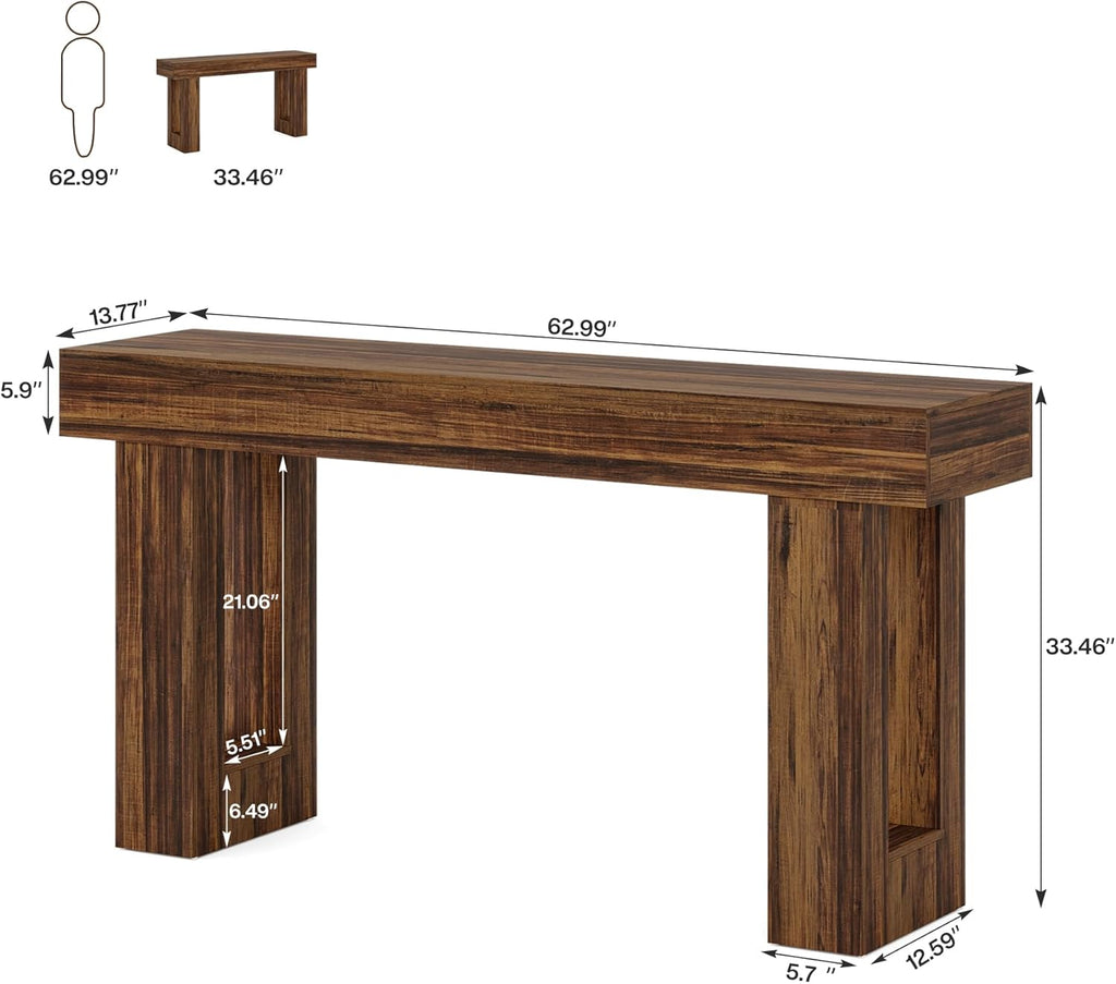 63-Inch Long Console Table, Wooden Rectangular Sofa Table Behind The Couch, Farmhouse Entryway Table for Entrance, Hallway, Living Room🏆