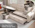 Sectional Sofa Couch, 87" Sleeper Sofa Bed with Reversible Storage Chaise Pull Out Couch🏆