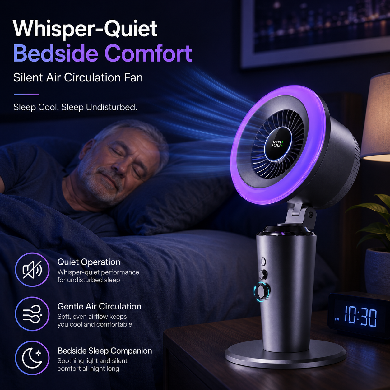 🌙 AI Smart Quiet Air Circulation Fan🏆