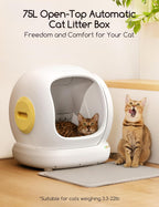 Self Cleaning Cat Litter Box, Open-Top Automatic Cat Litter Box with Safety Protection, App Control, Odor-Free, 75L Large Space for Multiple Cats🏆