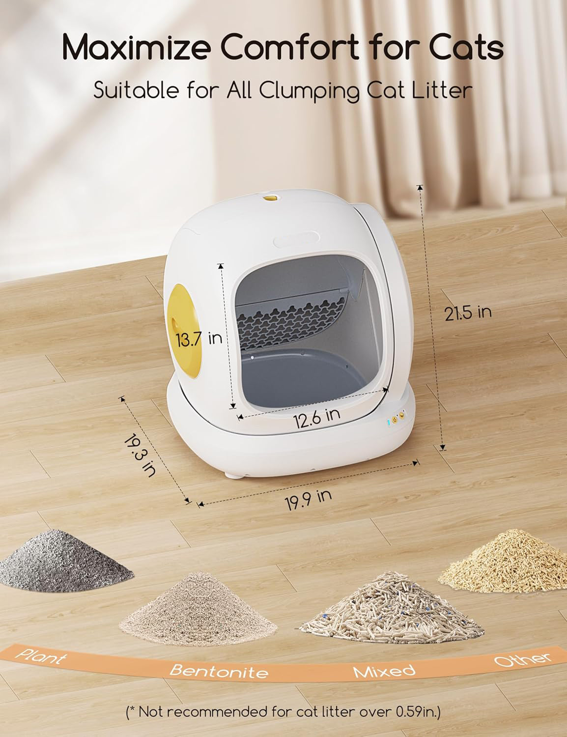 Self Cleaning Cat Litter Box, Open-Top Automatic Cat Litter Box with Safety Protection, App Control, Odor-Free, 75L Large Space for Multiple Cats🏆