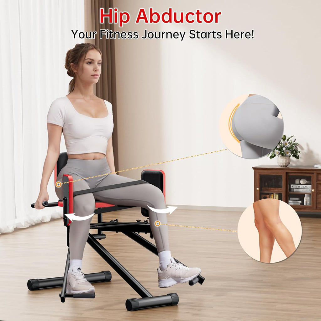 Hip Abductor Machine for Home Gym | Glute & Thigh Exercise Equipment, Outer Thigh Sculpting, Glute Machine for Women, Leg Abductor Machine, Booty Builder for Butt Workout🏆