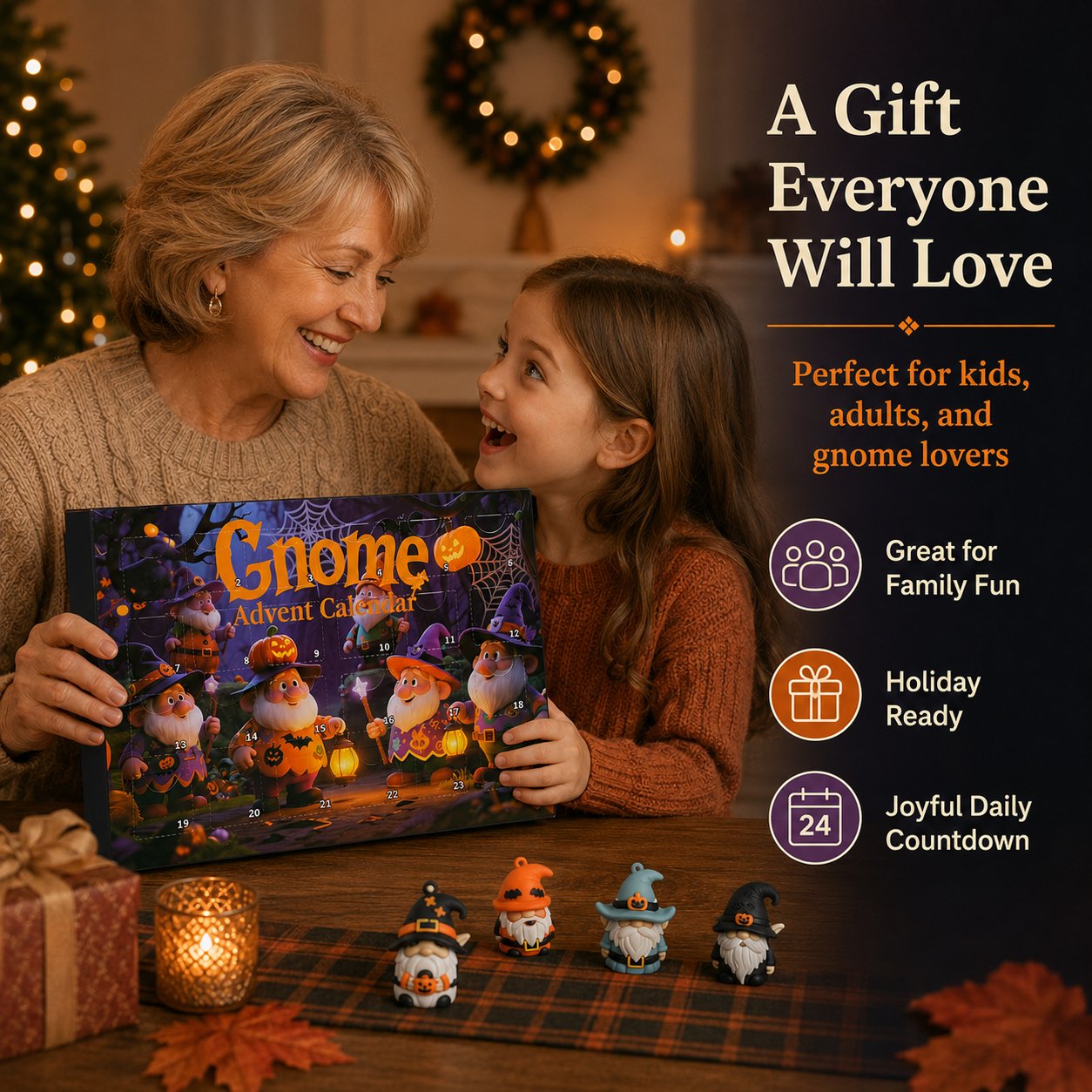 🔥LAST DAY 50% OFF - 24 Days of Halloween Gnome Surprise Figures Advent Calendar Box💋