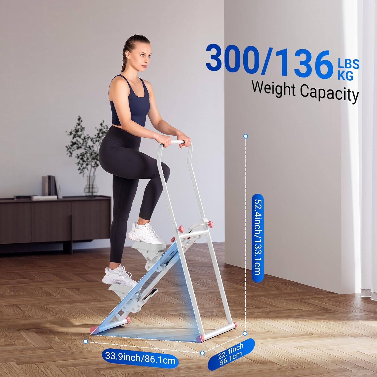Stair Stepper with Handlebar, LED Display, 300LBS Capacity, Climber Exercise Machine for Workouts, Home Fitness Equipment for Women&Men🏆