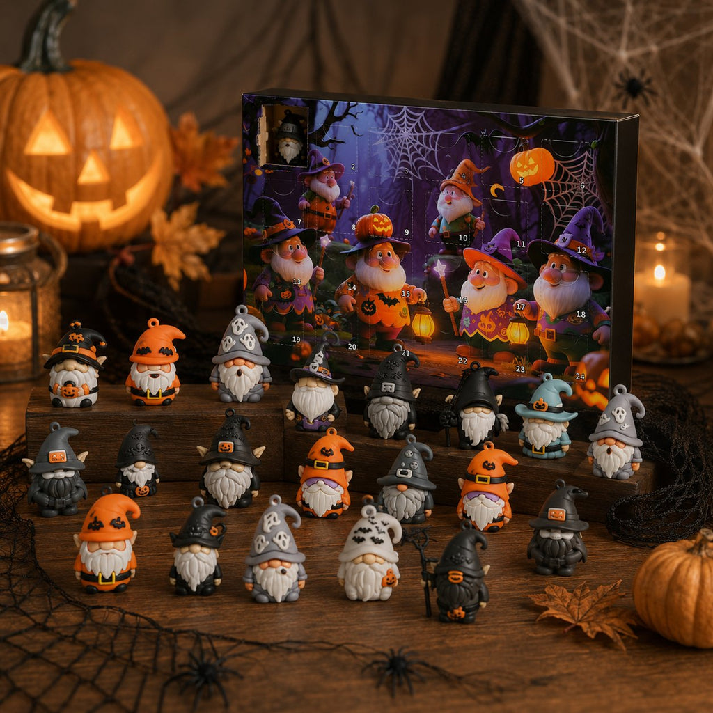 🔥LAST DAY 50% OFF - 24 Days of Halloween Gnome Surprise Figures Advent Calendar Box💋