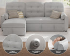 Sectional Sofa Couch, 87" Sleeper Sofa Bed with Reversible Storage Chaise Pull Out Couch🏆