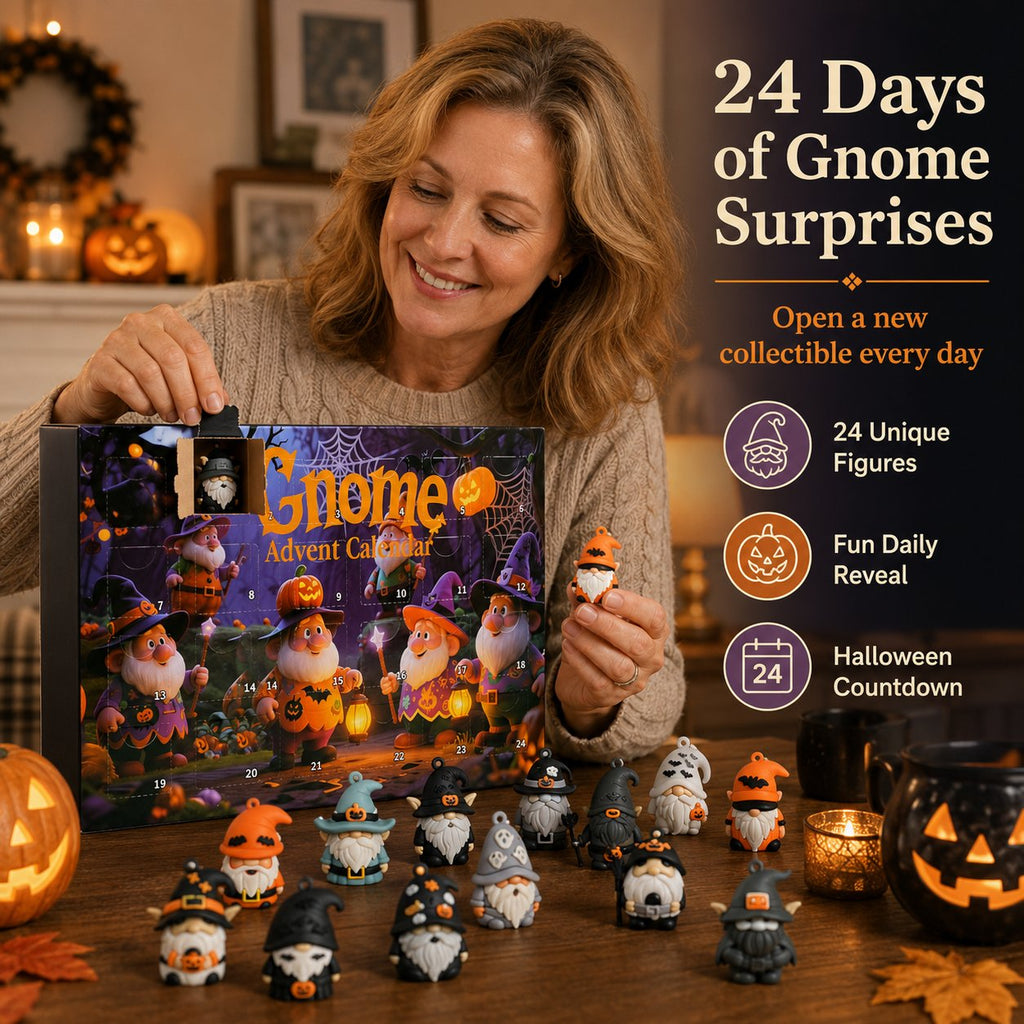 🔥LAST DAY 50% OFF - 24 Days of Halloween Gnome Surprise Figures Advent Calendar Box💋
