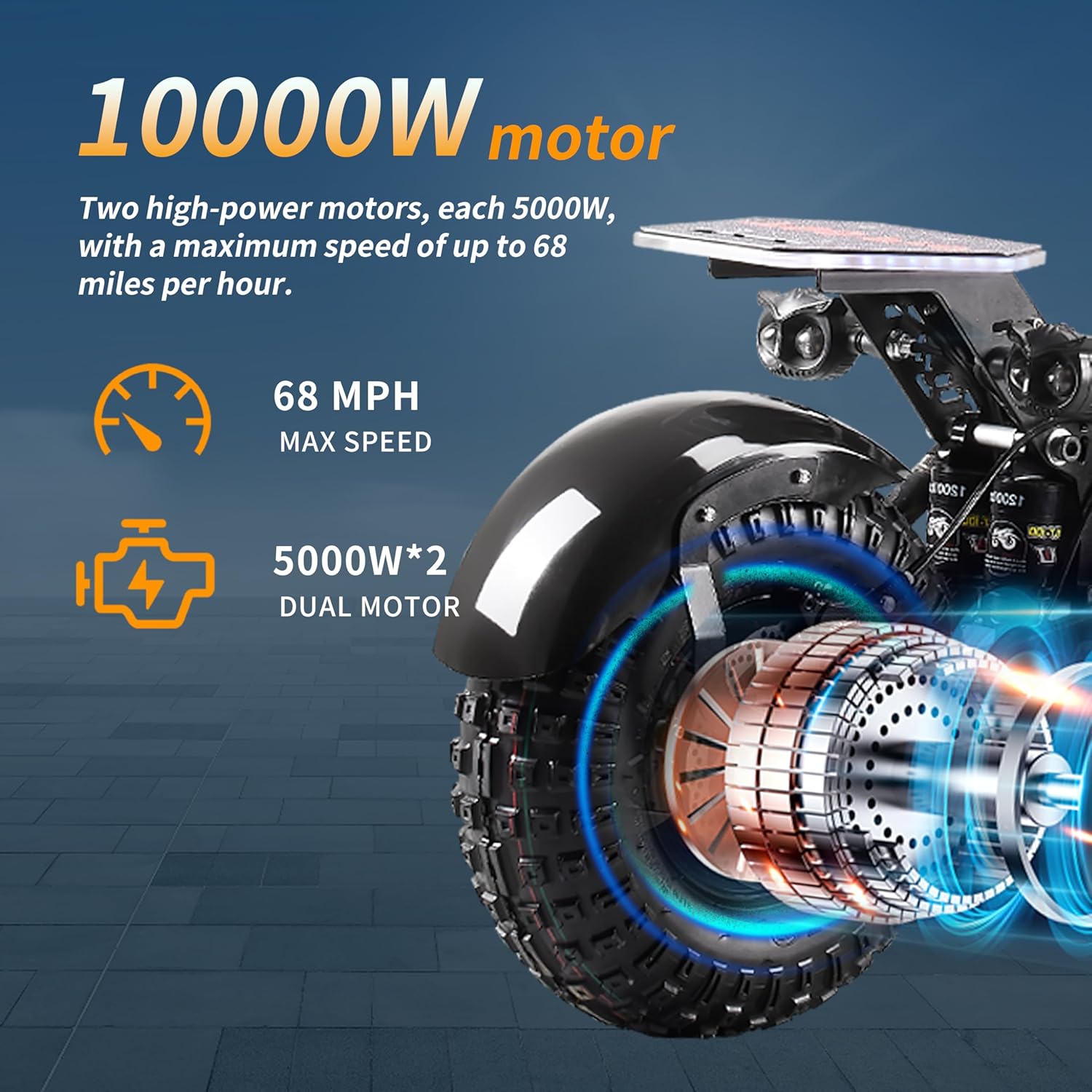 T90 Pro Electric Scooter for Adults, 10000W Dual Motor, 68 MPH Max Speed, 72V Removable Battery, 14" Off-Road Tires 800lbs Max Load, Music Light, Waterproof, 65 Mile Range, Fast E-Scooter🏆