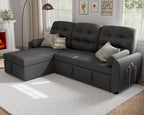 Sectional Sofa Couch, 87" Sleeper Sofa Bed with Reversible Storage Chaise Pull Out Couch🏆