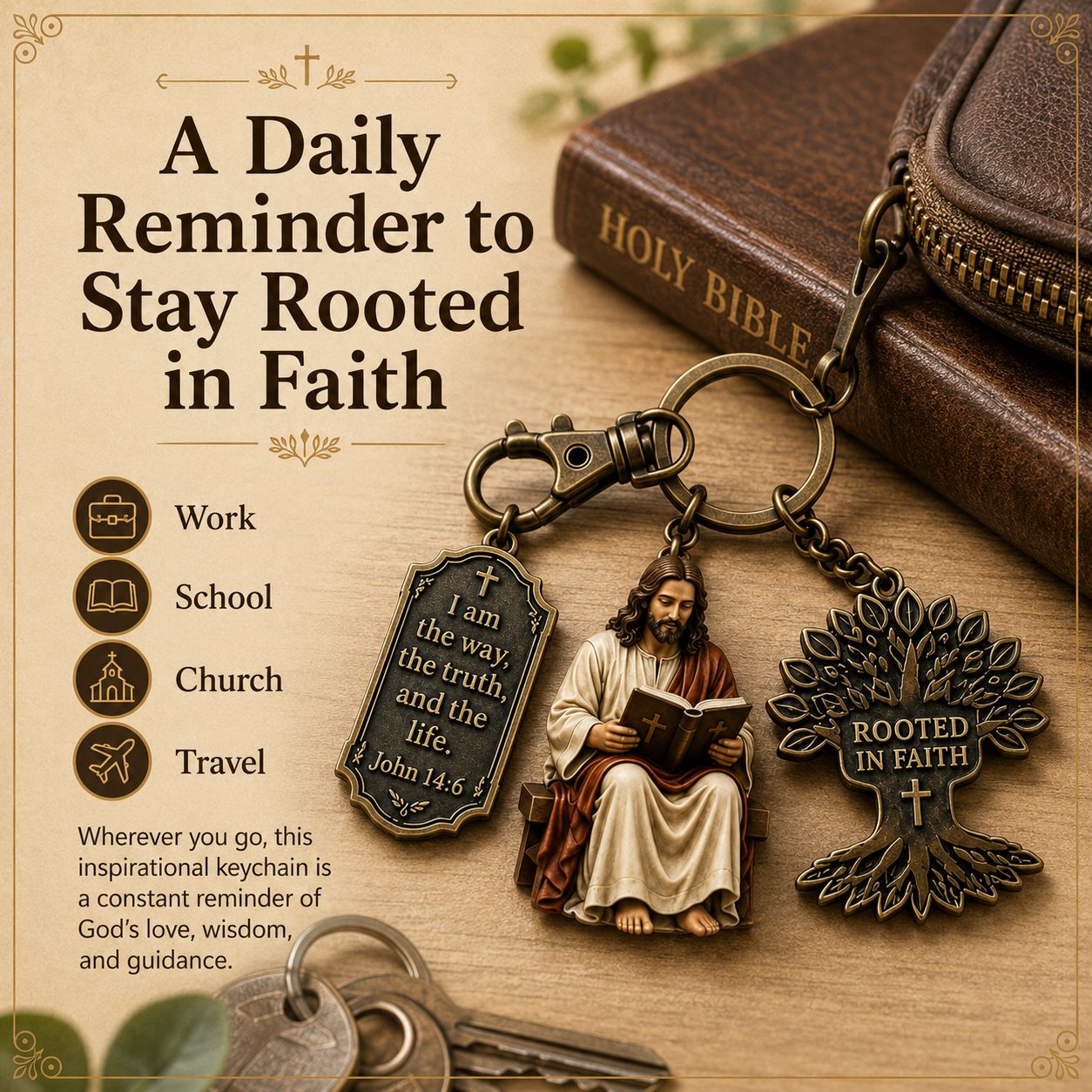 🔥LAST DAY 50% OFF - ✝Jesus Reading Keychain💋